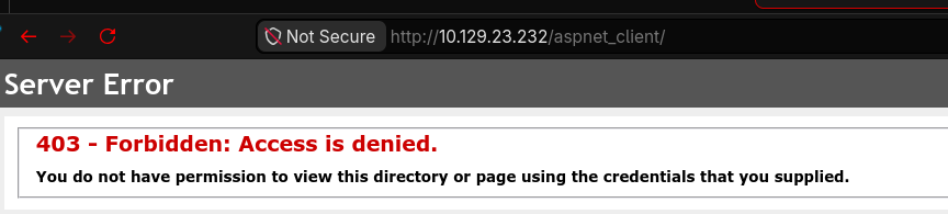 Intento de acceso a aspnet_client