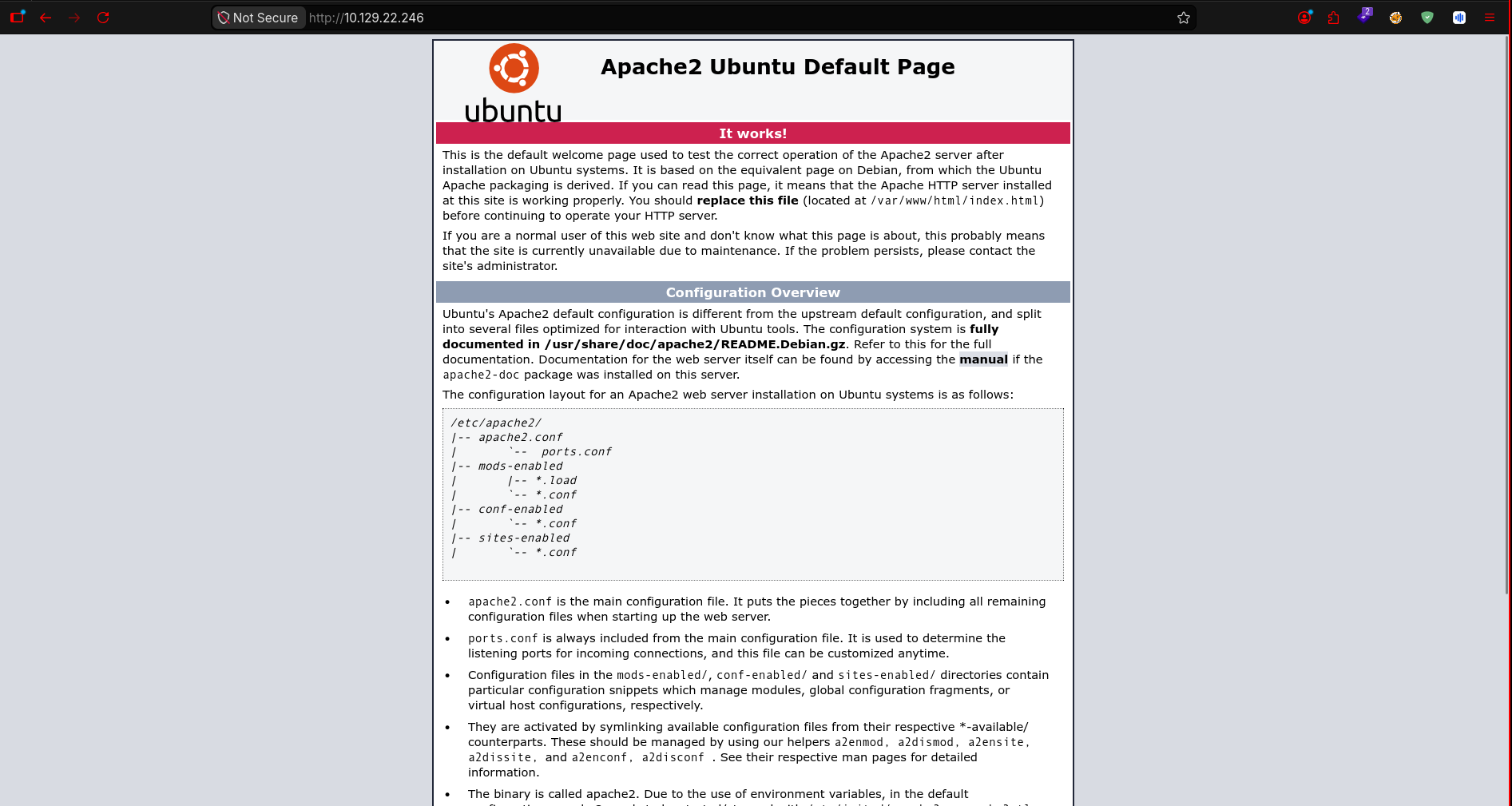 Página por defecto de Apache